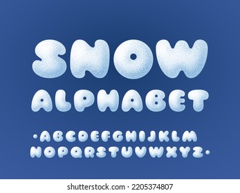 Winter snowy alphabet for Christmas design. Vector font. RGB. Global colors