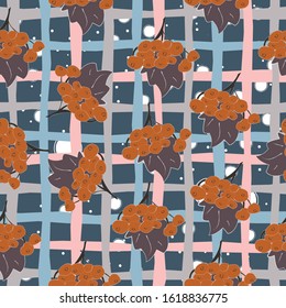 Winter Snowy Background with berries. Vector Illustration