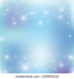 Winter snowy background. Concept design. Blue background. Xmas snow flake pattern. Winter season. Christmas greeting card. Magic concept. Merry christmas. Snowflake vector. Postcard design element