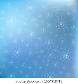 Winter snowy background. Concept design. Blue background. Xmas snow flake pattern. Winter season. Christmas greeting card. Magic concept. Merry christmas. Snowflake vector. Postcard design element