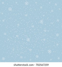 Winter Snowy Background filed with snow and snowflakes. Winter, Merry Christmas collection. Falling Snow. Blue Background. Eps 10