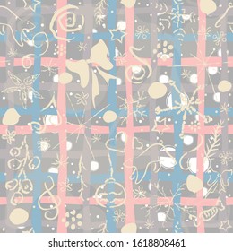 Winter Snowy Background filled with doodles. Winter, Merry Christmas collection.