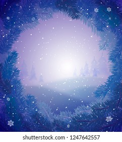 Winter snowy background for greeting card,winter fairytale, vector