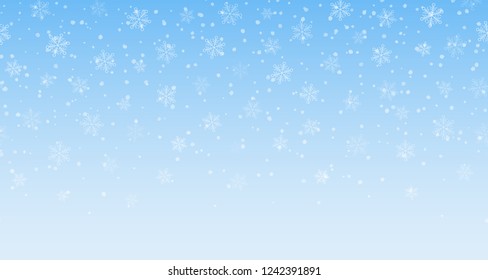 Winter snowy background. Vector seamless  border with snowflakes.