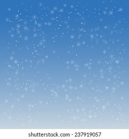 Winter snowy blue background with place for text and decorations. Use for advertising, invitation and so on 