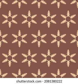 Winter snowy Christmas seamless pattern, crystal symmetrical snowflake for design. Winter snow ice pattern