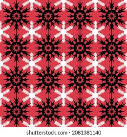 Navidad nevada en invierno, diseño de copo de nieve simétrico y cristalino. Ilustración vectorial del patrón de hielo de nieve de invierno