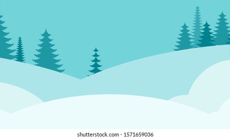 Winter snowy deserted landscape. Flat vector background for christmas cards, winter sale advertising. Design for Cover of brochure design template, card, banner.