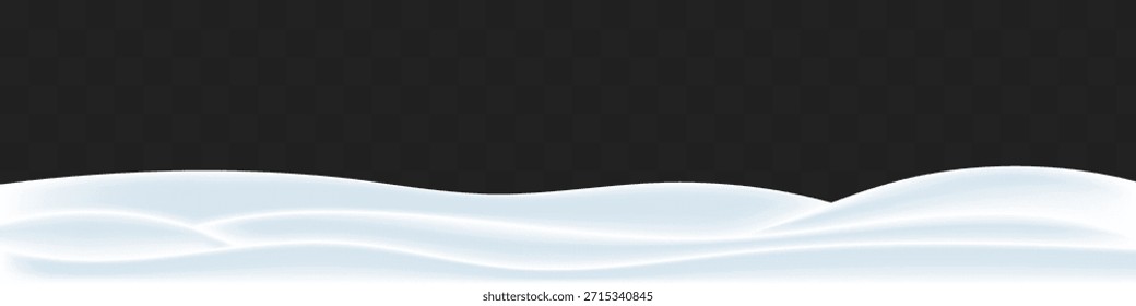 Winter, schneebedeckter Untergrund, weiße Schneehügel auf transparentem Hintergrund für Urlaubsbanner und Web-Header