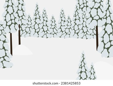 Winter snowy landscape clipart, scene background vector illustration, forest scenery wall art print, mountain village printable poster, winter season digital download card, house flat style images.