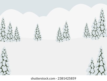 Winter snowy landscape clipart, scene background vector illustration, forest scenery wall art print, mountain village printable poster, winter season digital download card, house flat style images.