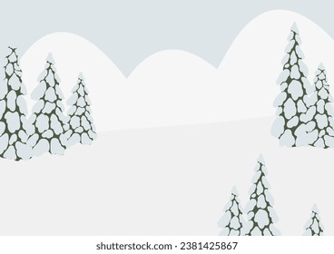 Winter snowy landscape clipart, scene background vector illustration, forest scenery wall art print, mountain village printable poster, winter season digital download card, house flat style images.