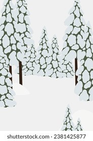 Winter snowy landscape clipart, scene background vector illustration, forest scenery wall art print, mountain village printable poster, winter season digital download card, house flat style images.