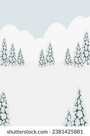 Winter snowy landscape clipart, scene background vector illustration, forest scenery wall art print, mountain village printable poster, winter season digital download card, house flat style images.