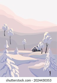 Winter- und Schneelandschaft, Vektorgrafik