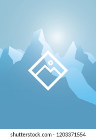 Winter snowy mountains abstract vector landscape. High peaks with snow summits. Symbol of wilderness, extreme sports, adventure and active lifestyle. Eps10 vector illustration.