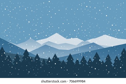 Winter snowy mountains landscape