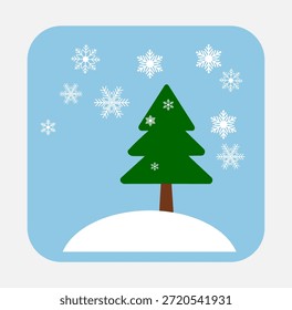 Winter Schneebedeckter Baum Flachsymbol
