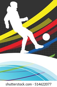 Winter soccer men football players active sport silhouettes vector abstract background illustration