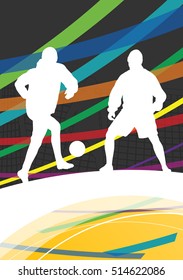 Winter soccer men football players active sport silhouettes vector abstract background illustration