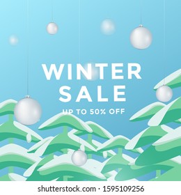 winter Social media post design template illustration