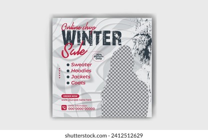 Winter social media post design template