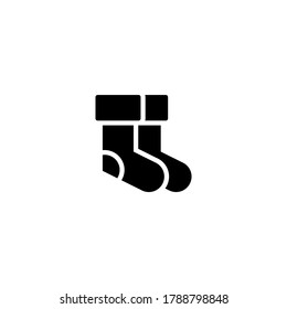 Winter Sock Icon in black flat glyph, filled style isolated on white background