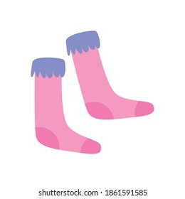 Winter socks daily sticker flat style icon design of Cloth season cold textile fashion warm accessory new year merry christmas and celebration theme Vector illustration