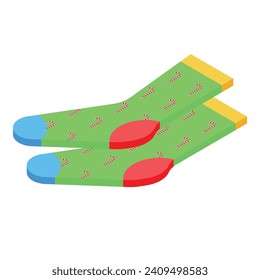Winter socks icon isometric vector. Cute pair. Fashion rope