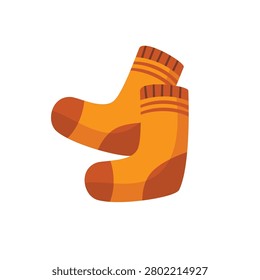 Winter socks icon vector, warm socks flat vector icon, thick winter ski socks vector illustration, orange thermal long socks icon
