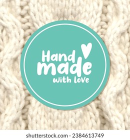 Winter socks label, hand made with love, sticker background