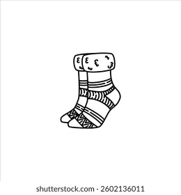 Winter Socks outline illustration. winter fashion black line illustration