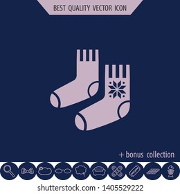Winter socks vector icon, web design element