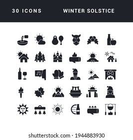 Wintersolstice. Sammlung von perfekt einfachen monochromen Symbolen für Webdesign, App und die modernsten Projekte. Universelles Paket klassischer Zeichen für die Kategorie Urlaub.