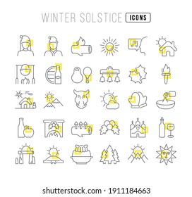 Winter Solstice. Collection of perfectly thin icons for web design, app, and the most modern projects. The kit of signs for category Holidays.