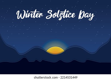 winter solstice day. papercut postcard