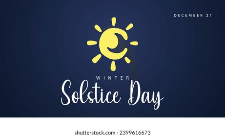 Winter solstice day. Vector hand sketch illustration of sun and moon. December 21. Suitable for banners, web, social media, greeting cards etc