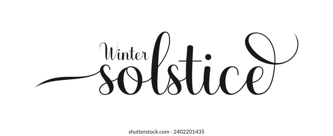 winter solstice hand lettering. Winter Solstice greeting card. Greeting holiday card, Christmas and New Year phrase. Modern brush calligraphy. design template isolated on white background. eps 10.