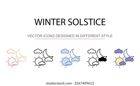 Winter Solstice icon design with white background stock illustration