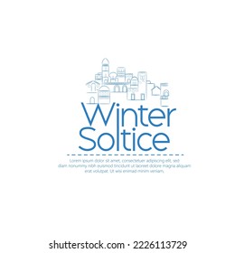 Winter solstice lettering. Elements for invitations, posters, greeting cards. The longest night in the year. Winter solstice day in December the 21.