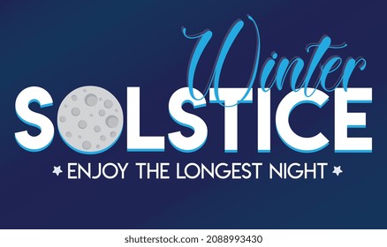 winter solstice lettering vector typography. hand drawn calligraphy winter soltice enjoy the longest night letter for background poster banner. isolated illustration.
