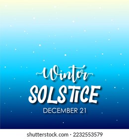 winter solstice lettering vector typography. hand drawn calligraphy winter solstice on bright blue background