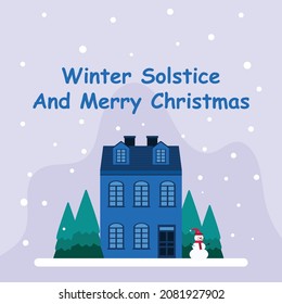 Winter Solstice. Merry Christmas. Banner vector illustration for background, greeting card, and postcard.