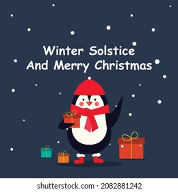 Winter Solstice. Merry Christmas. Banner vector illustration for background, greeting card, and postcard.