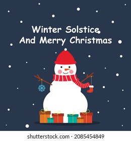 Winter Solstice. Merry Christmas. Banner vector illustration for background, greeting card, and postcard.