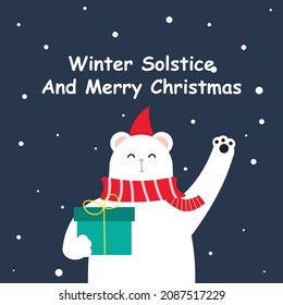 Winter Solstice. Merry Christmas. Banner vector illustration for background, greeting card, and postcard.