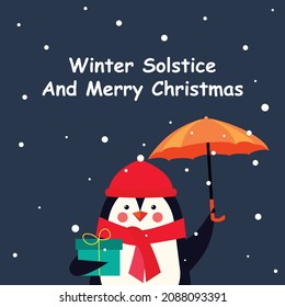 Winter Solstice. Merry Christmas. Banner vector illustration for background, greeting card, and postcard.