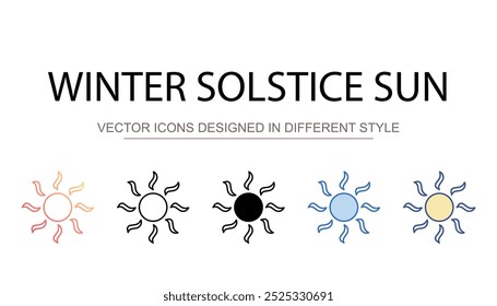 Winter solstice sun icon design with white background stock illustration