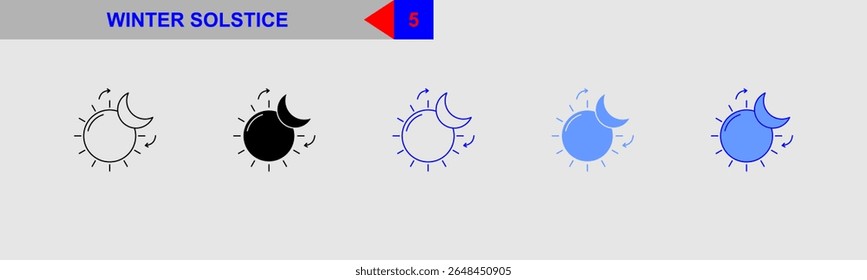 Conjuntos de Ícones Meteorológicos do Solstício de inverno