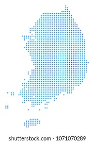 Winter South Korea Map. Vector geographic map in blue frost colors. Vector composition of South Korea Map done of snowflakes.